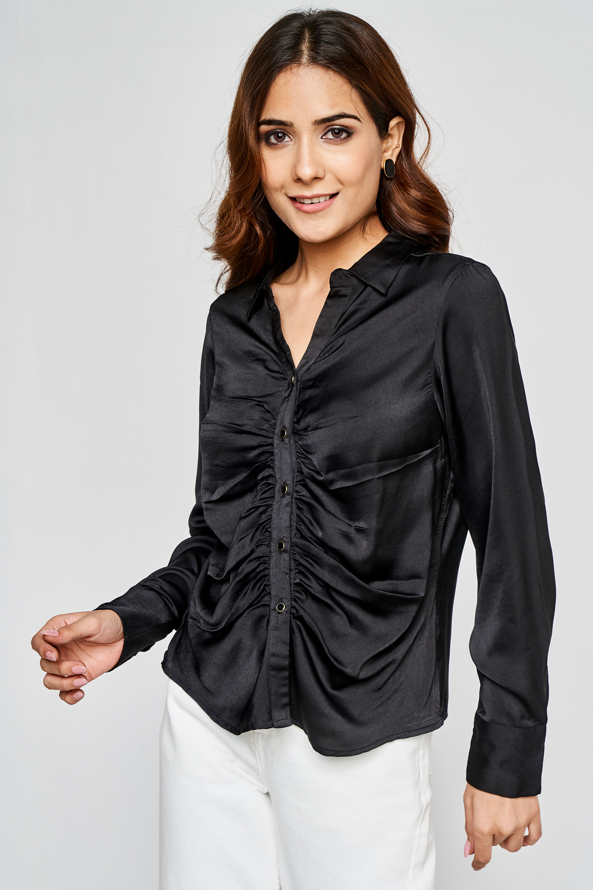 Black Solid Straight Top, Black, image 5